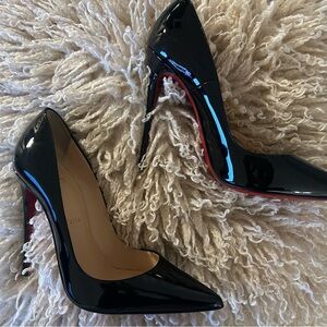 Authentic, Black Patent Leather Louboutin Kate 100MM Heel - never worn
